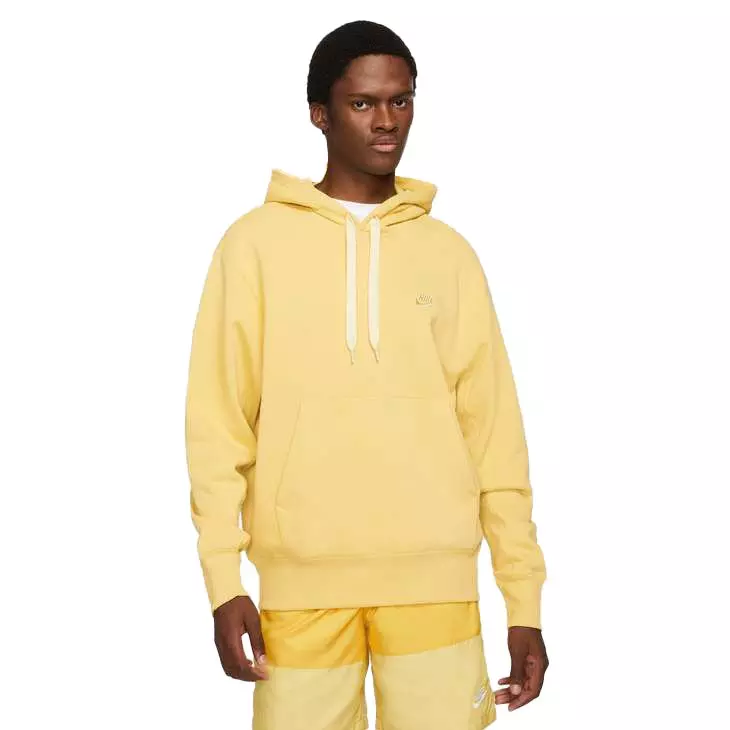 Nike Men s Sportswear Classic Fleece Pullover Yellow Hoodie